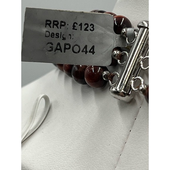 Red Tigers Eye Triple Strand Layered Sterling Silver Necklace New - Picture 13 of 16